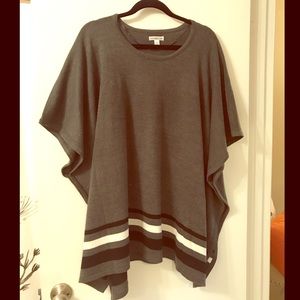 Tunic Poncho, Grey with Stripes